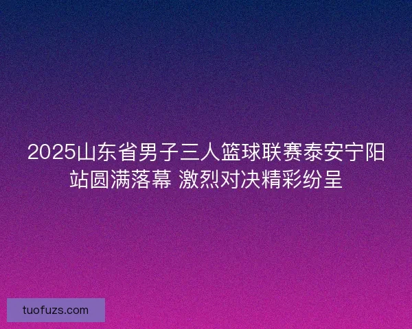 2025山东省男子三人篮球联赛泰安宁阳站圆满落幕 激烈对决精彩纷呈
