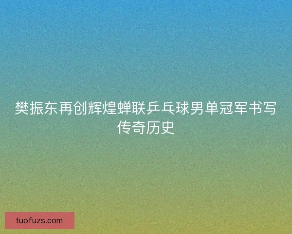 樊振东再创辉煌蝉联乒乓球男单冠军书写传奇历史