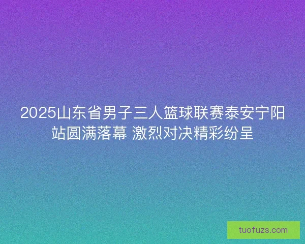 2025山东省男子三人篮球联赛泰安宁阳站圆满落幕 激烈对决精彩纷呈